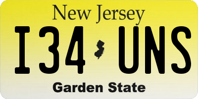 NJ license plate I34UNS