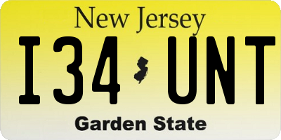 NJ license plate I34UNT