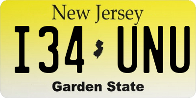 NJ license plate I34UNU