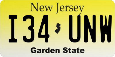 NJ license plate I34UNW