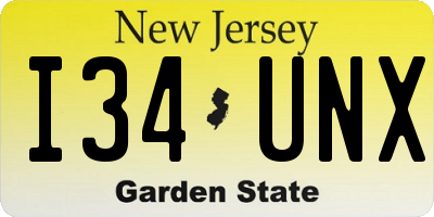 NJ license plate I34UNX