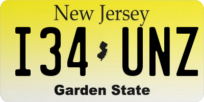 NJ license plate I34UNZ