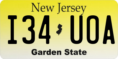 NJ license plate I34UOA