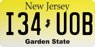 NJ license plate I34UOB