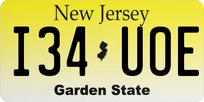 NJ license plate I34UOE