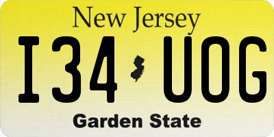 NJ license plate I34UOG