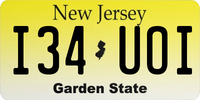 NJ license plate I34UOI