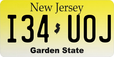 NJ license plate I34UOJ