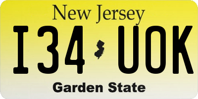 NJ license plate I34UOK
