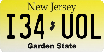 NJ license plate I34UOL