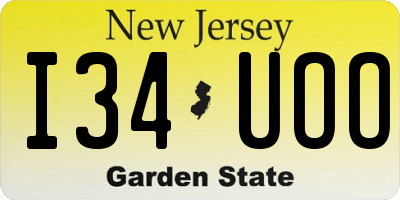 NJ license plate I34UOO