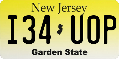 NJ license plate I34UOP