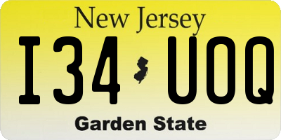 NJ license plate I34UOQ