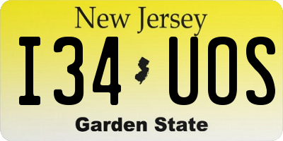 NJ license plate I34UOS