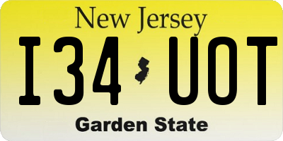 NJ license plate I34UOT