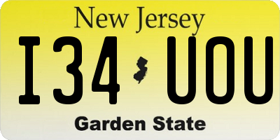 NJ license plate I34UOU