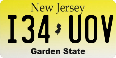 NJ license plate I34UOV