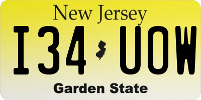 NJ license plate I34UOW