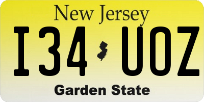 NJ license plate I34UOZ