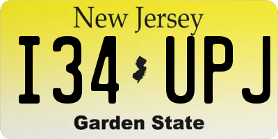 NJ license plate I34UPJ