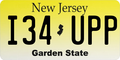 NJ license plate I34UPP
