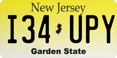 NJ license plate I34UPY