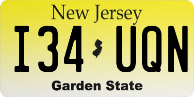 NJ license plate I34UQN
