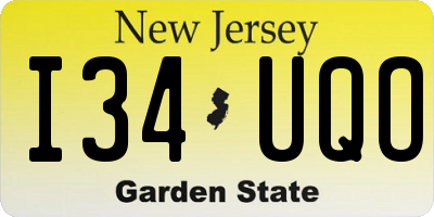 NJ license plate I34UQO