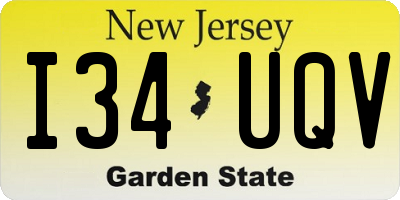NJ license plate I34UQV