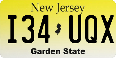 NJ license plate I34UQX