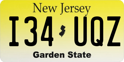 NJ license plate I34UQZ