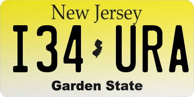 NJ license plate I34URA