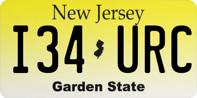 NJ license plate I34URC