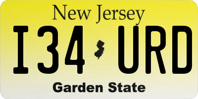 NJ license plate I34URD