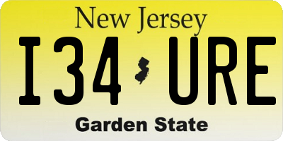 NJ license plate I34URE