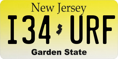 NJ license plate I34URF