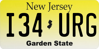 NJ license plate I34URG