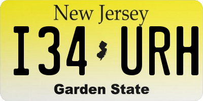 NJ license plate I34URH