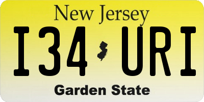 NJ license plate I34URI