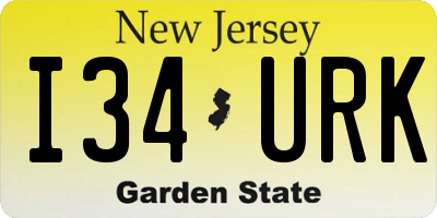 NJ license plate I34URK