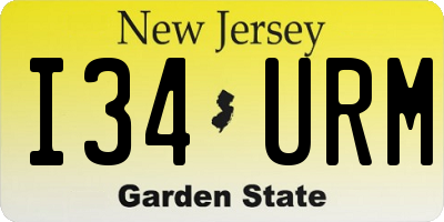 NJ license plate I34URM