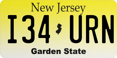 NJ license plate I34URN
