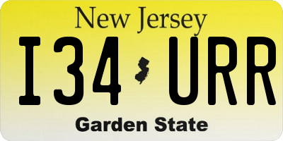 NJ license plate I34URR