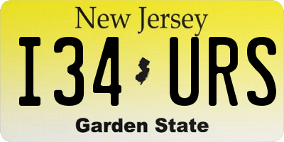 NJ license plate I34URS