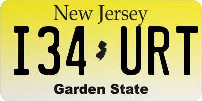 NJ license plate I34URT