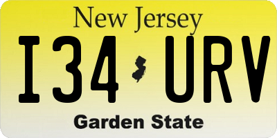 NJ license plate I34URV