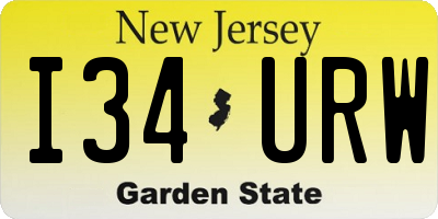 NJ license plate I34URW