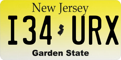 NJ license plate I34URX