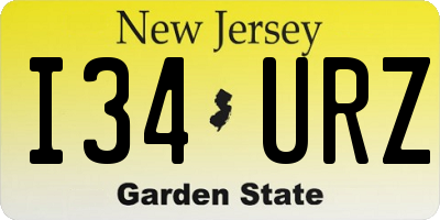 NJ license plate I34URZ