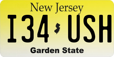 NJ license plate I34USH